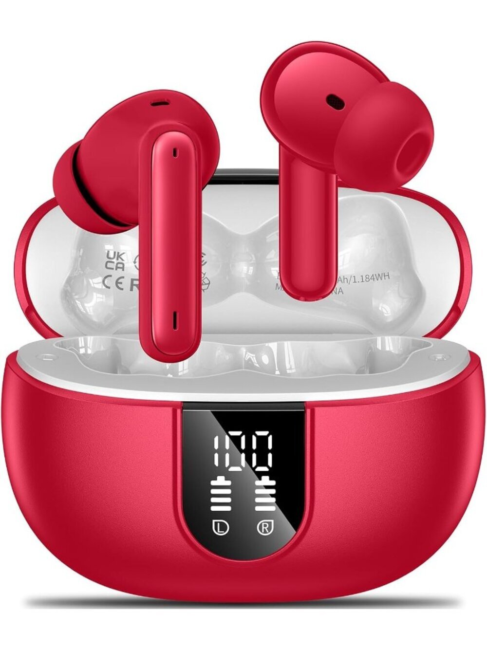 Wireless Red HiFi Stereo Noise Canceling 42Hs Playtime Bluetooth 5.3 Earbud